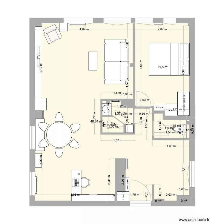 Cuisine + Buanderie séparées. Plan de Cuisine + Buanderie séparées. Plan de