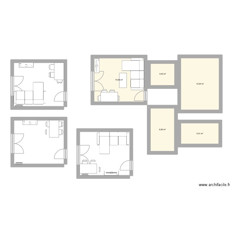 Madeleine 33By Aline. Plan de 5 pièces et 44 m2
