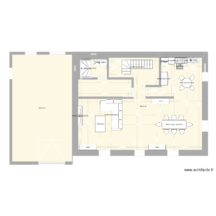 Maison Gallician. Plan de 3 pièces et 148 m2