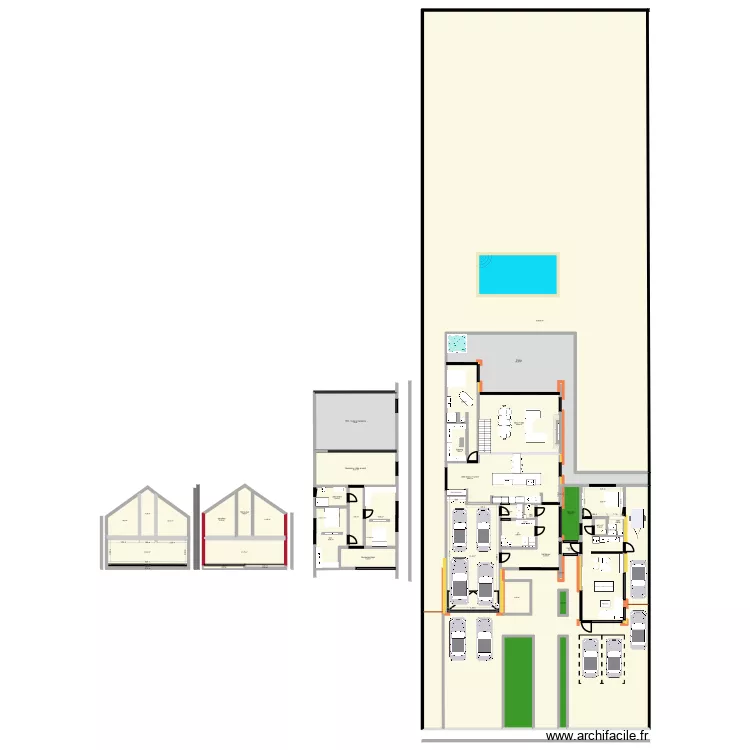 Plan villa 4. Plan de 43  et 1937 m²