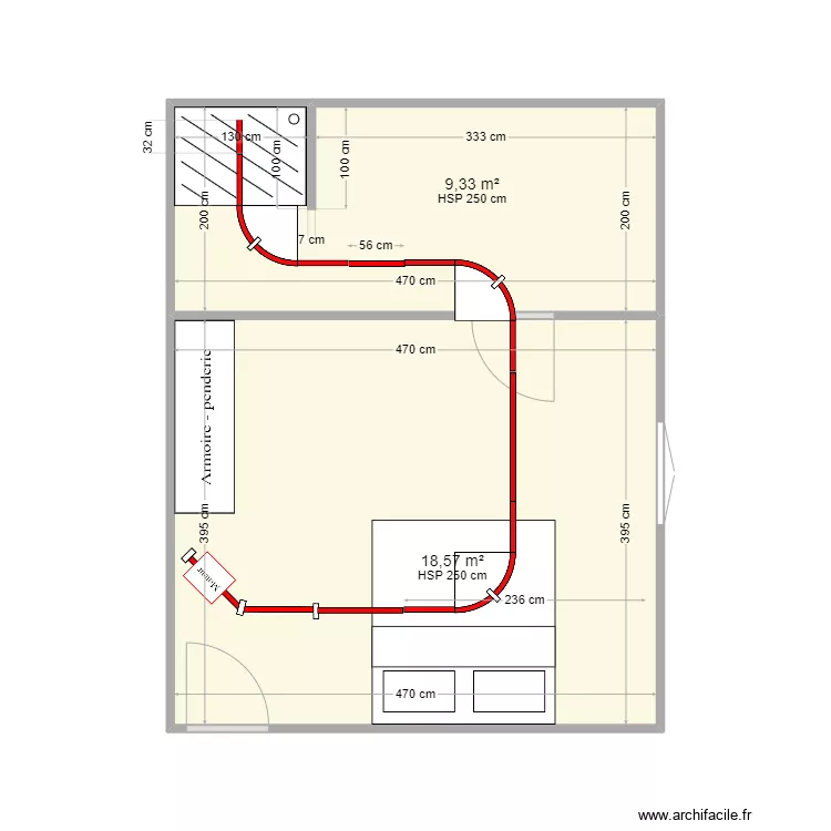 DURAND DIRECT SALLE BAIN simple. Plan de 