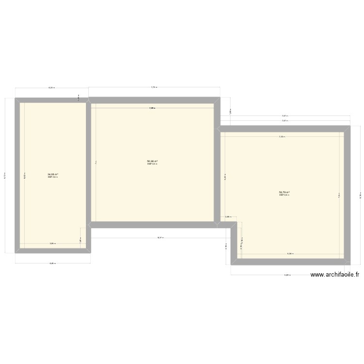 Plan. Plan de 3 pièces et 138 m2