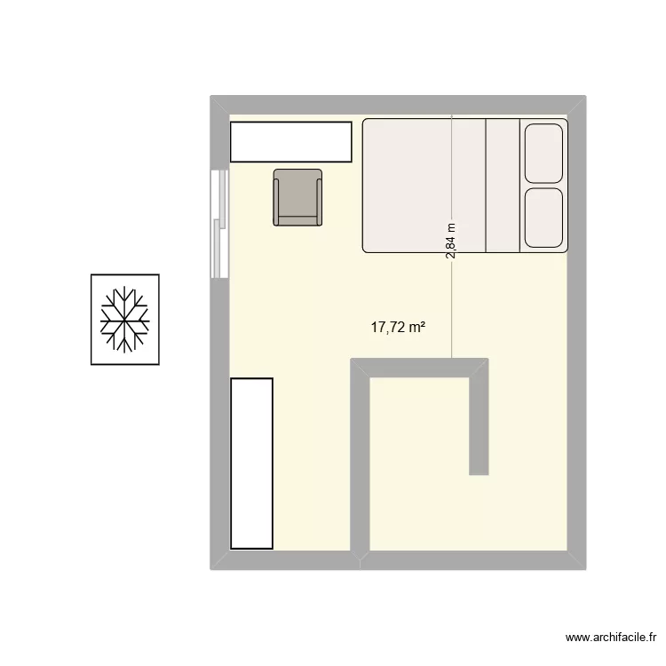 asnieres. Plan de 1 Pièce et 18 m²