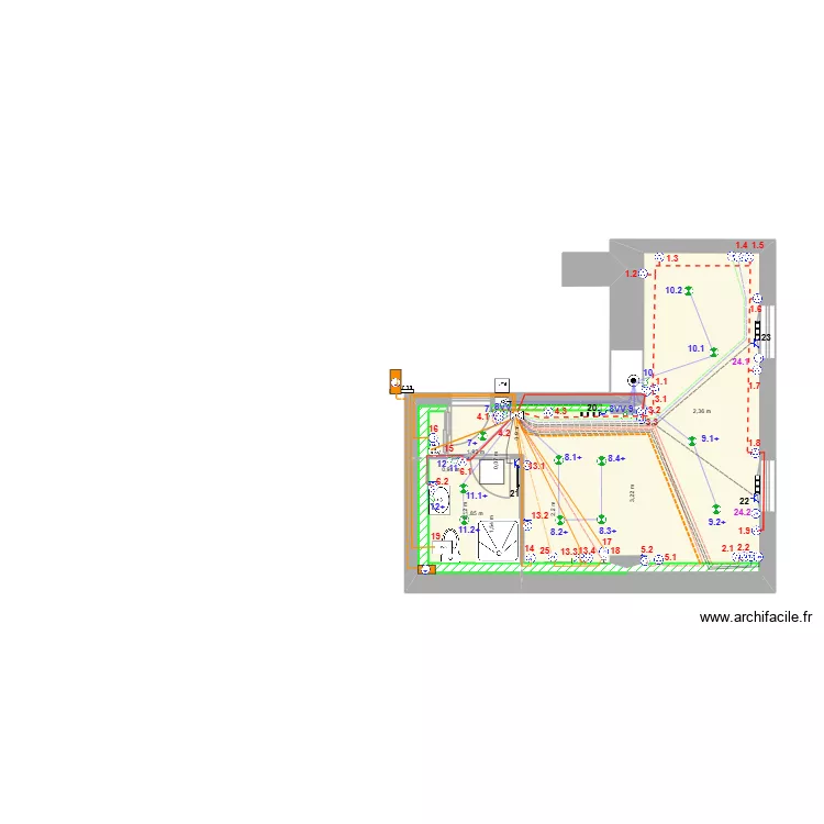 COURBET Electricité Rez de Chaussée 2. Plan de 3 et 28 m² COURBET Electricité Rez de Chaussée 2. Plan de 3 et 28 m²