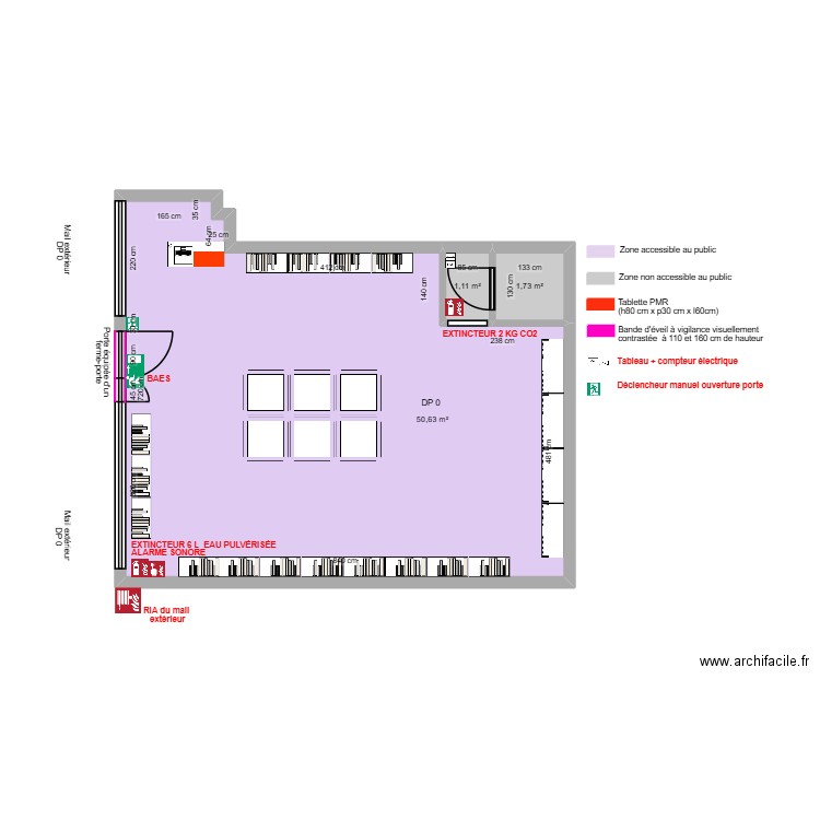 LES PÉPITES APRES TRAVAUX SÉCURITÉ INCENDIE. Plan de 3 pièces et 53 m2