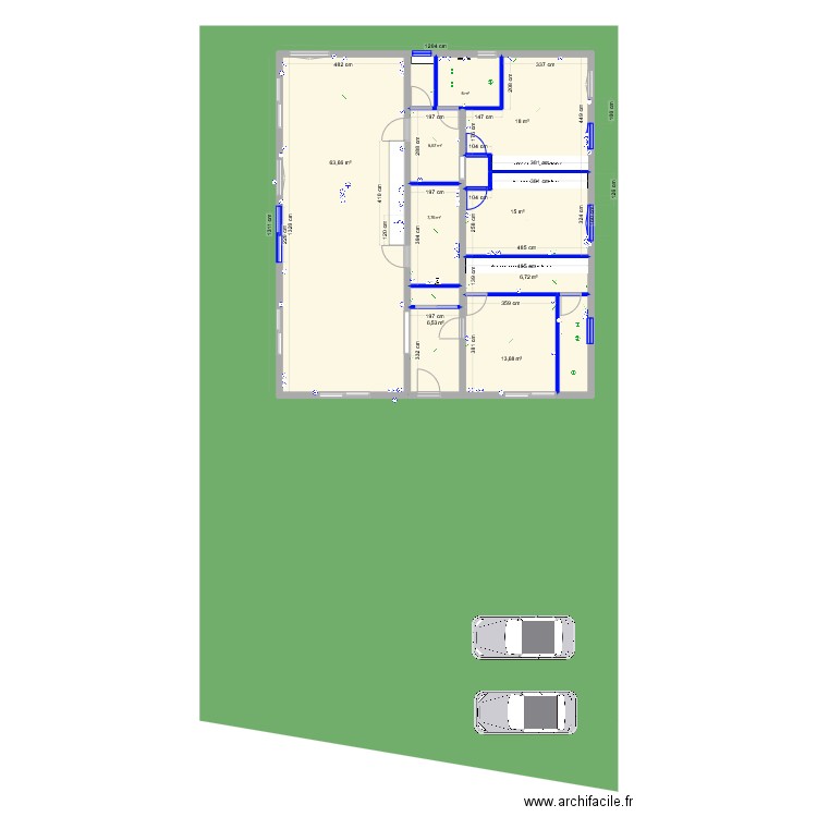 Castelginest 11 elec. Plan de 13 pièces et 151 m2