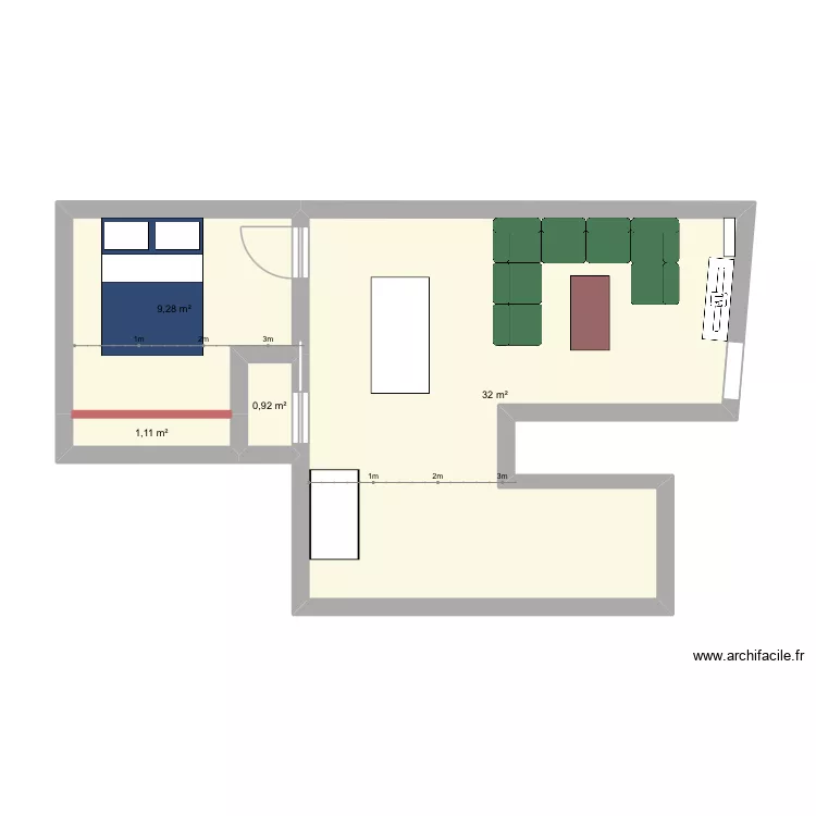 Maison. Plan de 4  et 43 m²