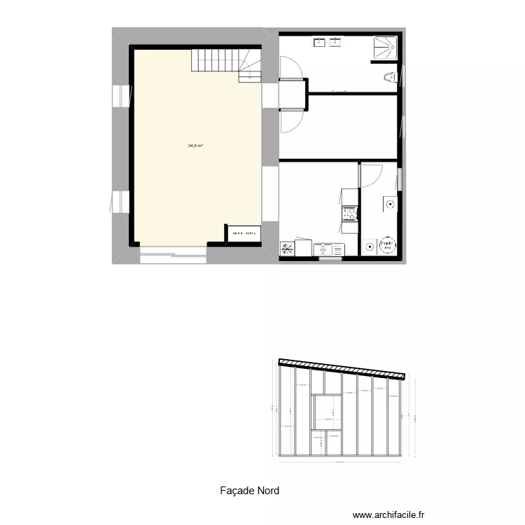 façade nord ossat bois log 2. Plan de façade nord ossat bois log 2. Plan de