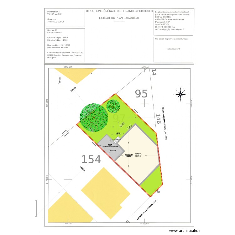 Plan Masse Joinville. Plan de 2 pièces et 129 m2
