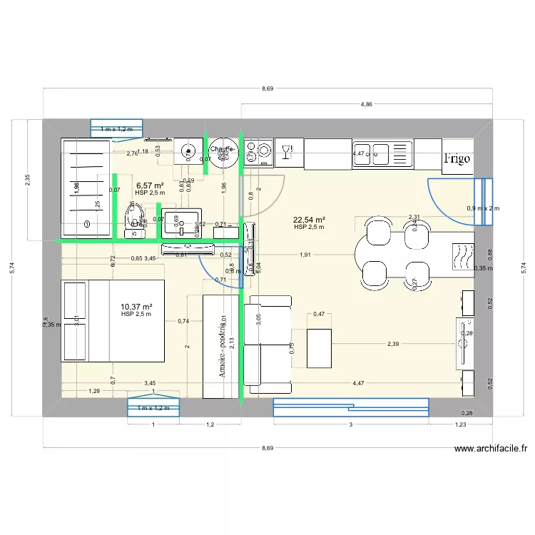 T2 - LA CADIERE - cloison intérieure modifie. Plan de T2 - LA CADIERE - cloison intérieure modifie. Plan de