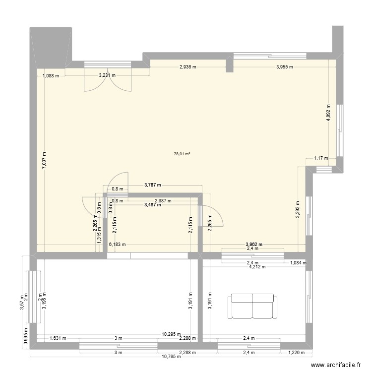 Essai Maison H2. Plan de 1 pièce et 78 m2