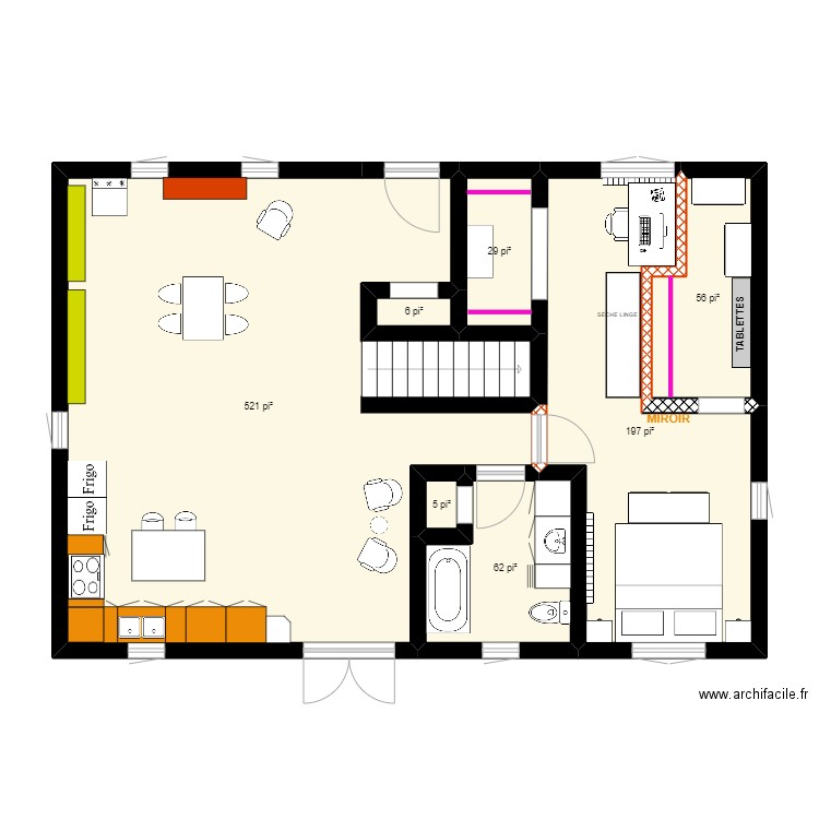 croquis Maison Toon - Changement 2. Plan de 7 pièces et 81 m2
