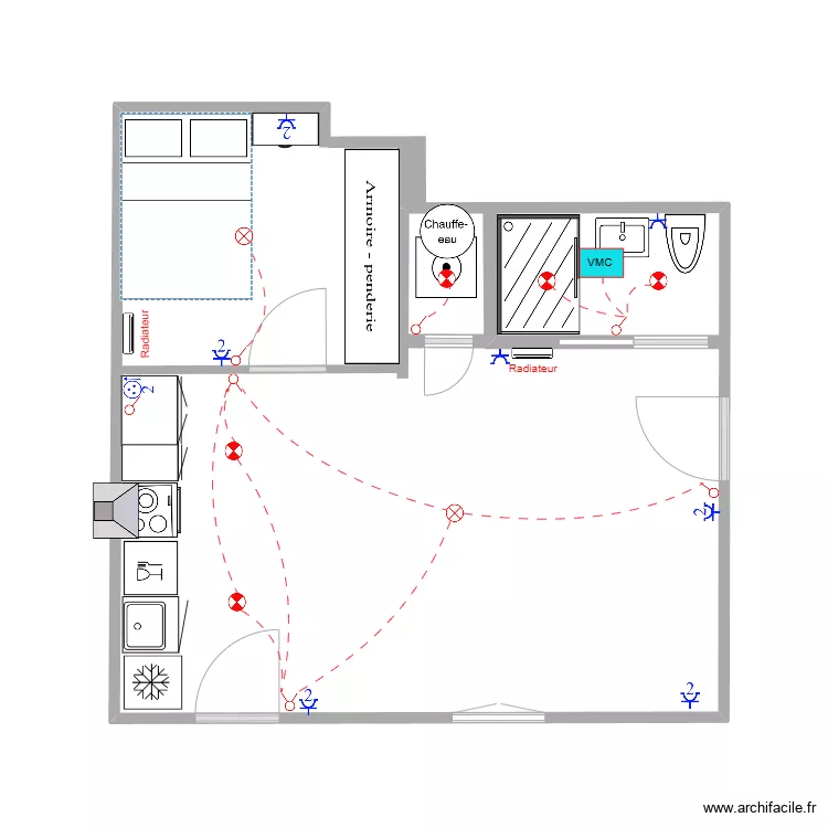 Appartement jardin plan elec. Plan de 