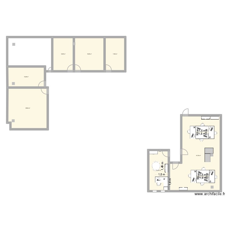Bureau_infra_lahitolle. Plan de 7 pièces et 161 m2