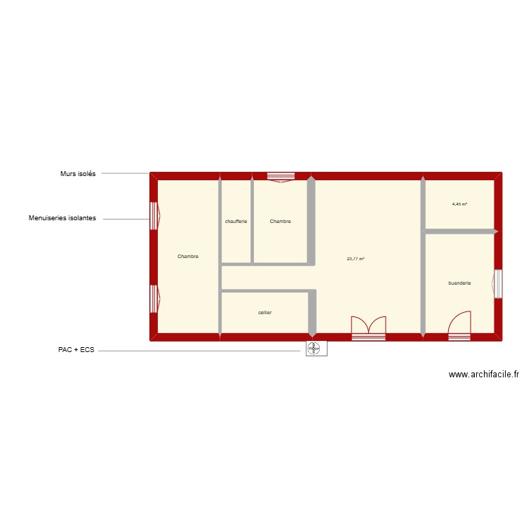 quinnesiere biras étape 2 rdc. Plan de 7 pièces et 63 m2