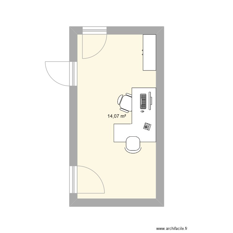 bureau RR site Clamart. Plan de 1 pièce et 14 m2