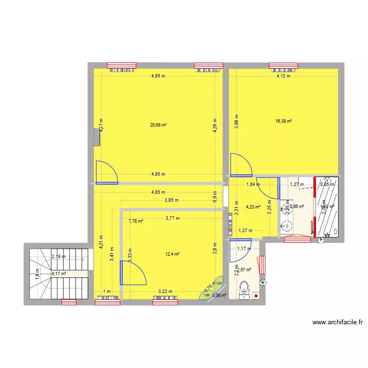 Bombart R+1 - am&eacute;nagement &eacute;tat futur. Plan de 