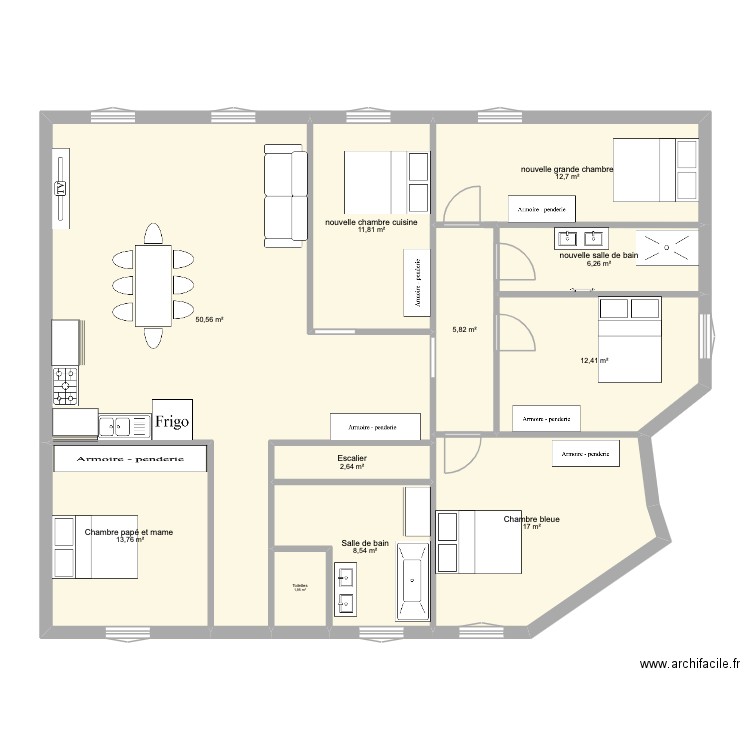 haut vaise nouveau. Plan de 11 pièces et 143 m2