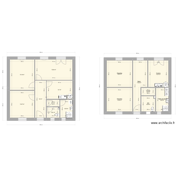 Thierry V01. Plan de 15 pièces et 133 m2