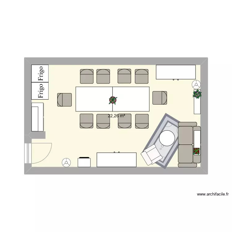 Salle des formateurs Apr&egrave;s. Plan de 1 Pièce et 22 m²
