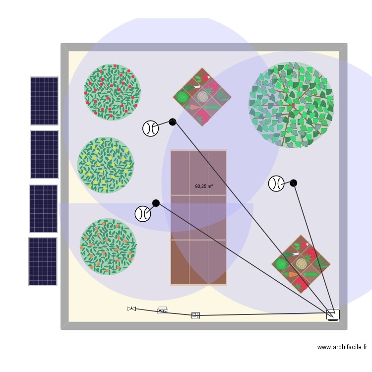 jardin partager. Plan de 1 pièce et 90 m2