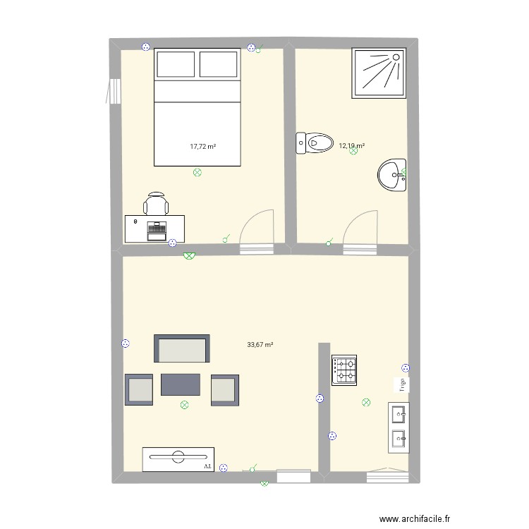 Chambre américaine . Plan de 0 pièce et 0 m2