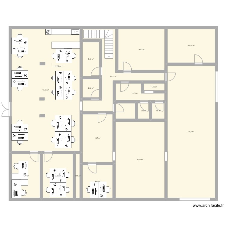 Bureau rdc. Plan de 0 pièce et 0 m2