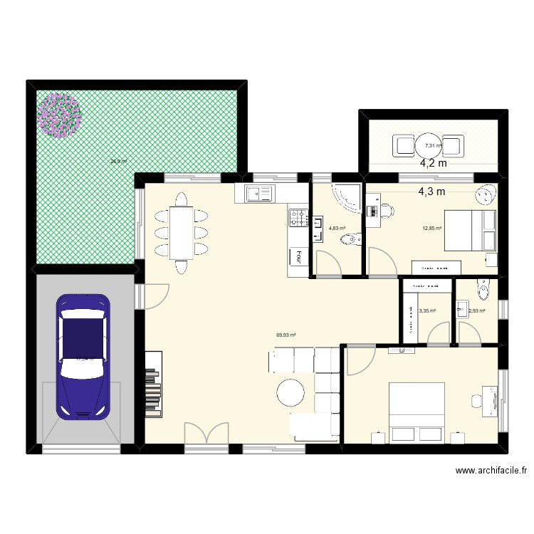 exo. Plan de 8 pièces et 146 m2