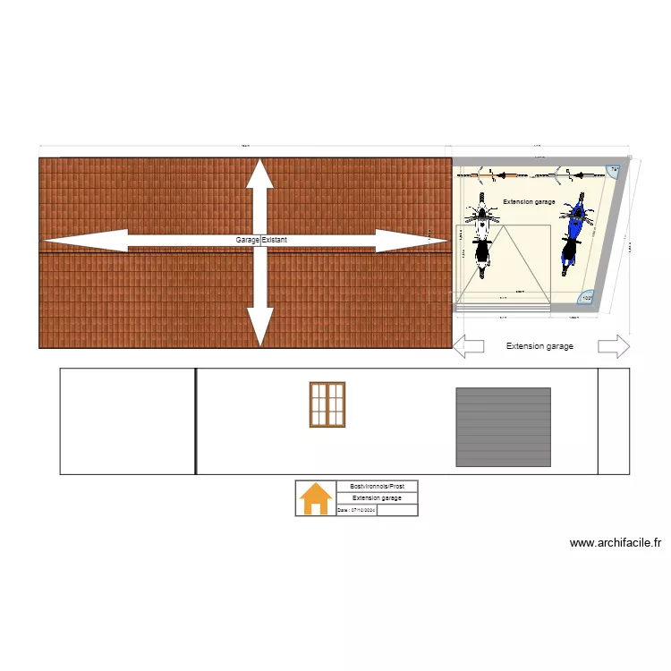 extension garage. Plan de 