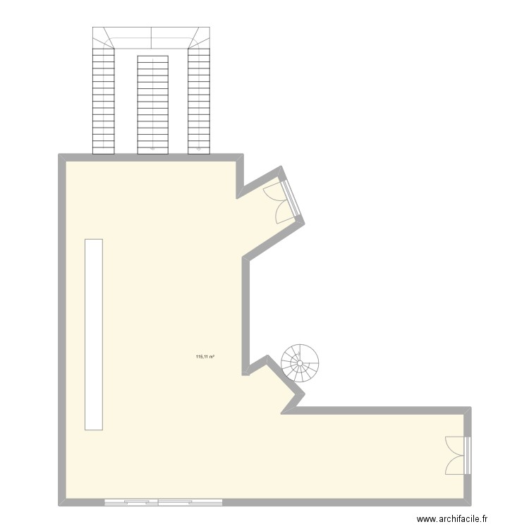 Entrée Théatre 71. Plan de 1 pièce et 115 m2