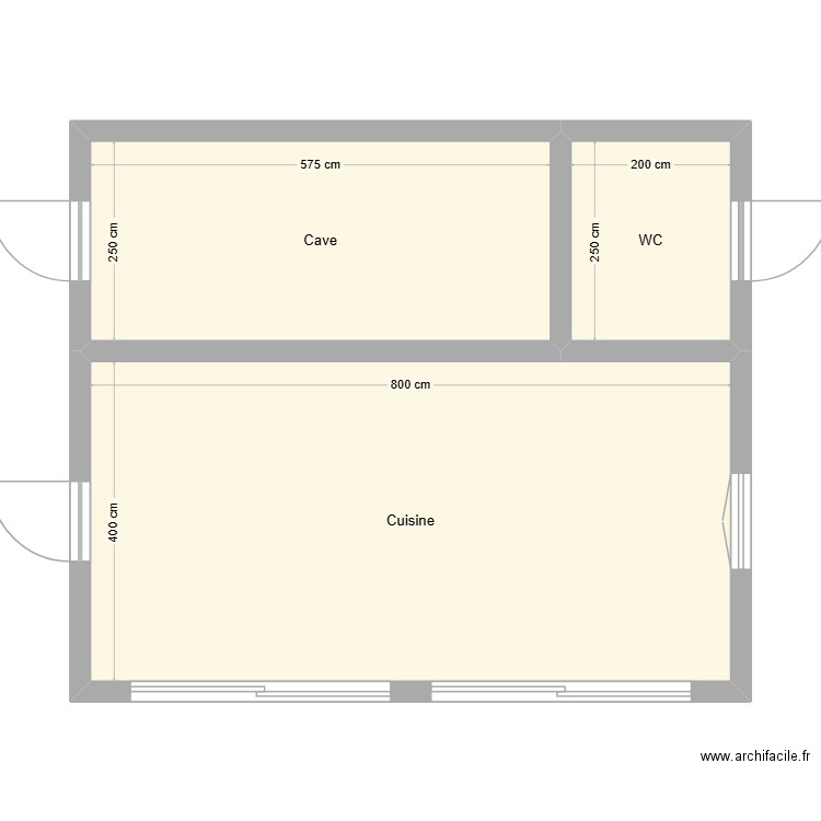 snack. Plan de 4 pièces et 83 m2