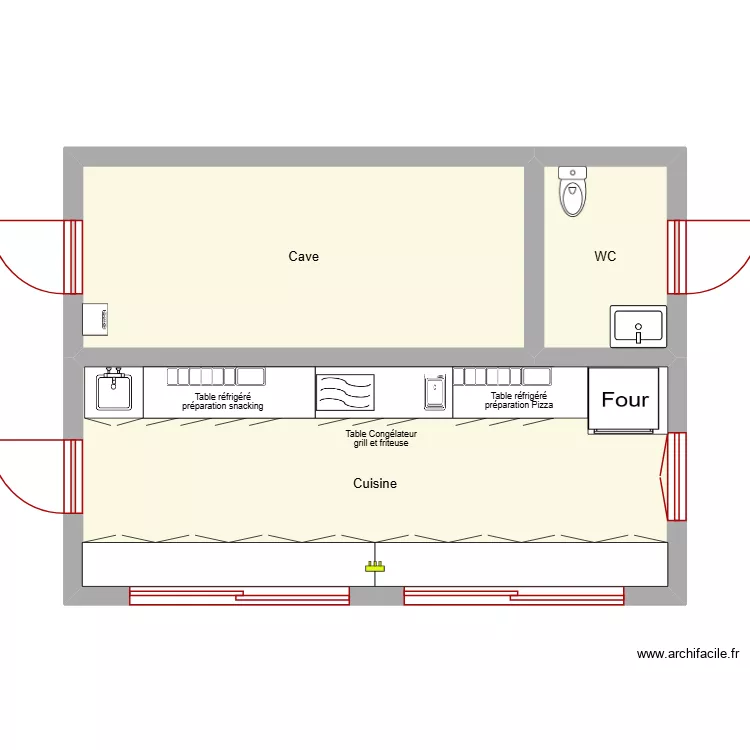 snack. Plan de 4  et 89 m²