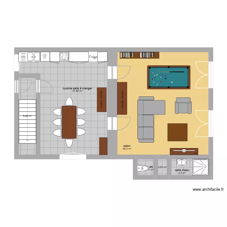 Maison GRAISSESSAC RDC. Plan de 