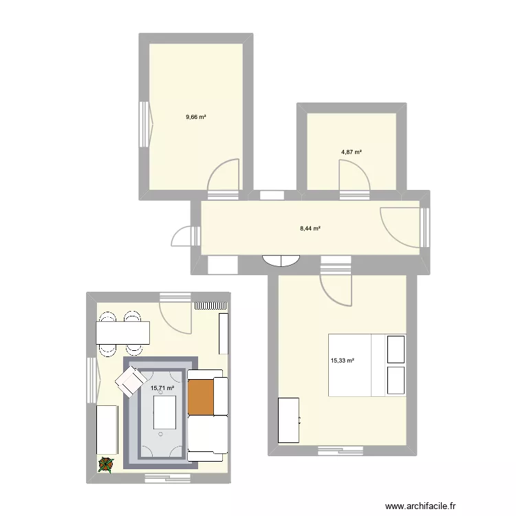 Trois-Portes 39. Plan de 5  et 54 m²
