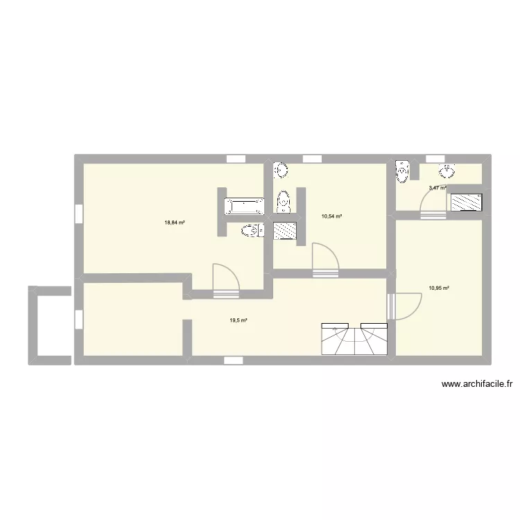 &Eacute;tage. Plan de 5  et 63 m²