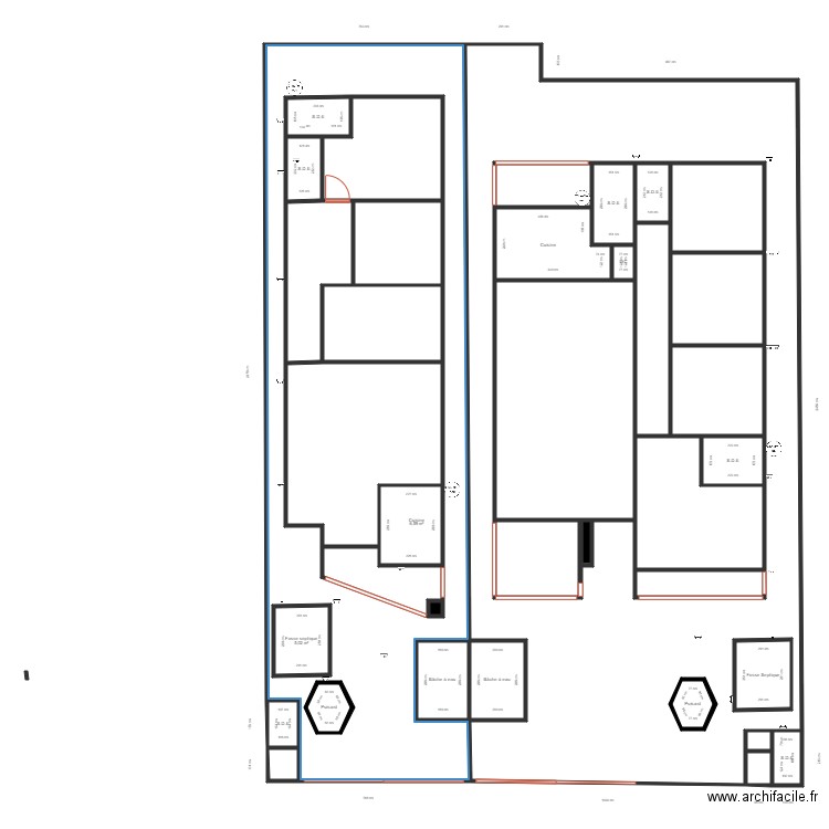Plan kombe. Plan de 38 pièces et 798 m2