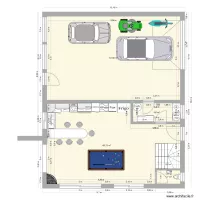 plan avec meuble rdc maison Sillans cuisine+ salle &agrave; manger + garage