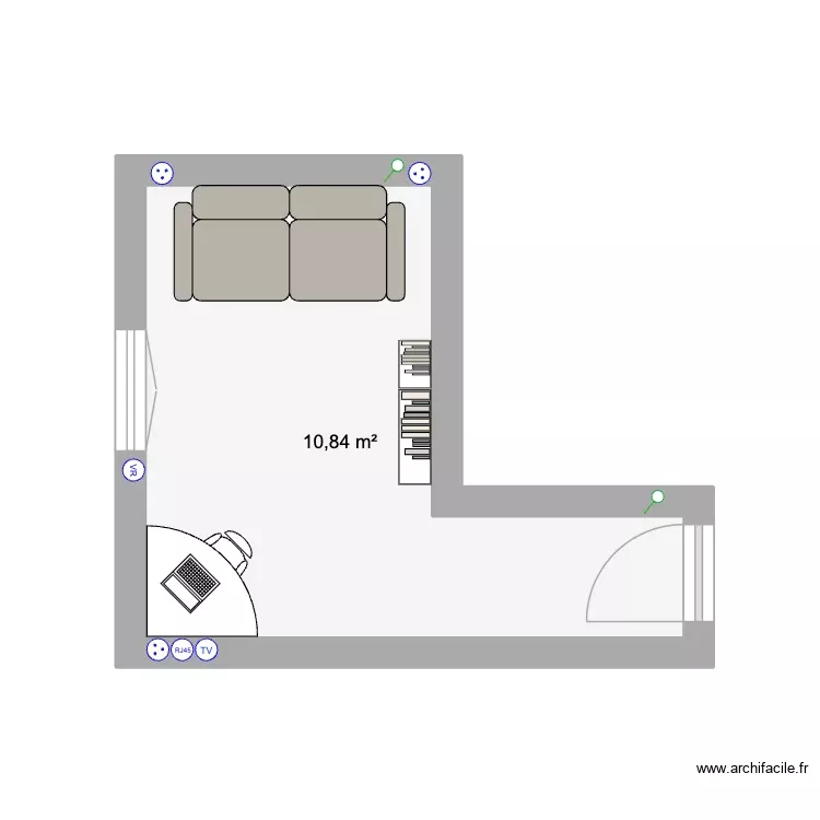 Chambre. Plan de 1 Pièce et 11 m² Chambre. Plan de 1 Pièce et 11 m²