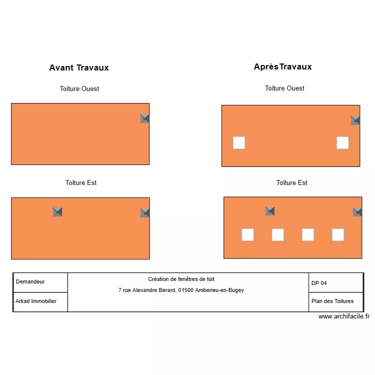 Plan des toitures Amberieu-en-Bugey. Plan de 
