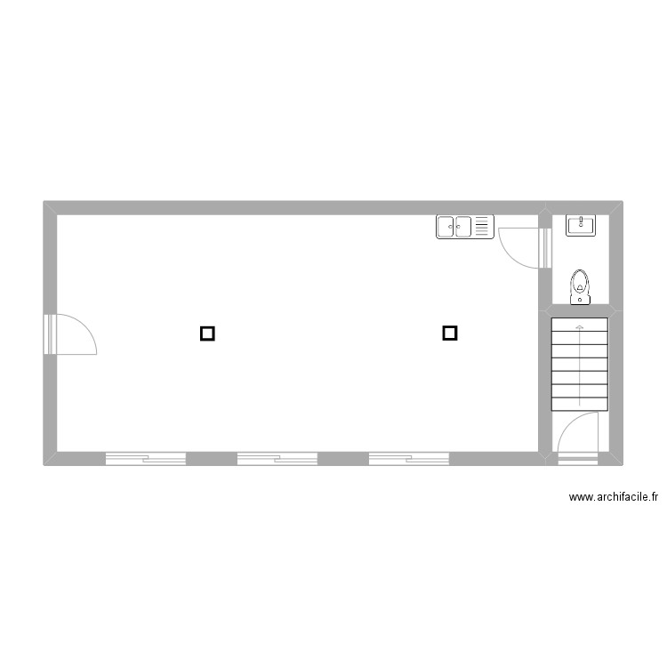 BAS. Plan de 3 pièces et 50 m2
