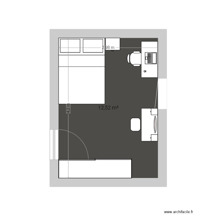Chambre Manon. Plan de 1 pièce et 13 m2