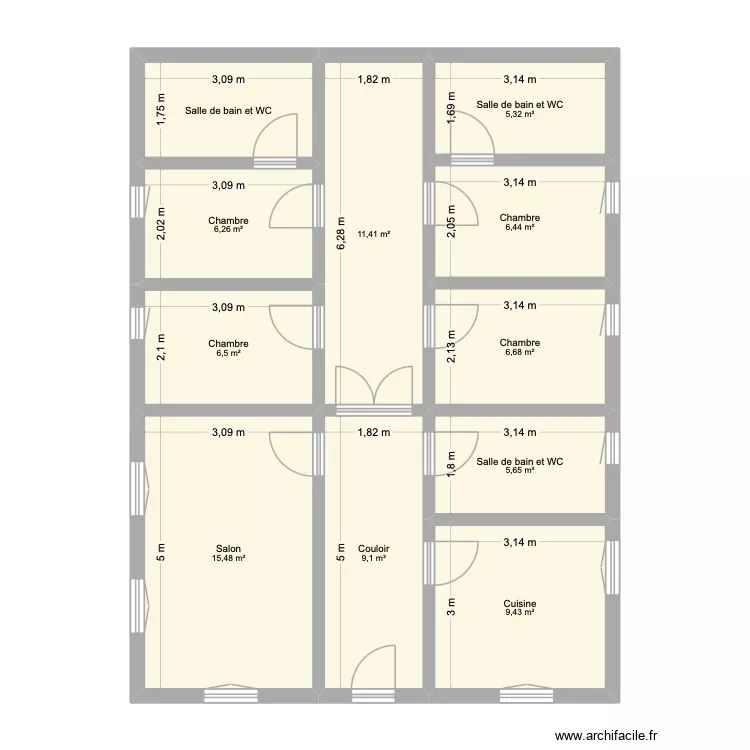 ,,,.. Plan de 11  et 88 m²