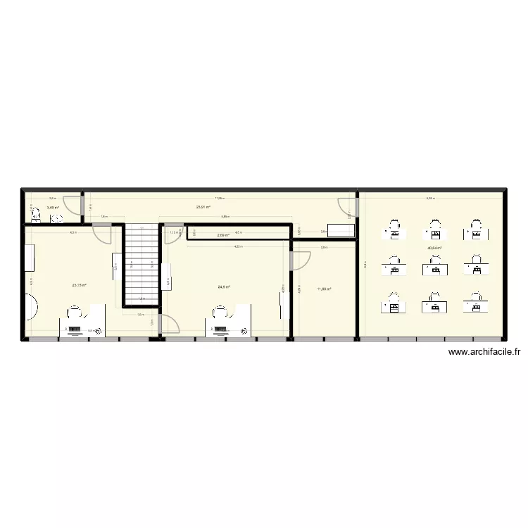 Division. Plan de 7  et 131 m²
