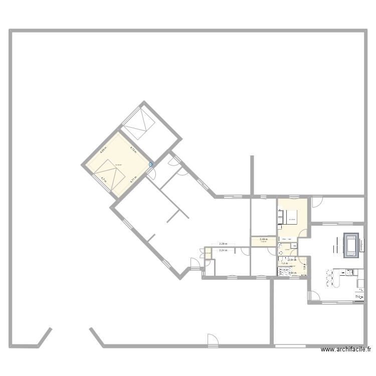 plan agrandissement. Plan de 6 pièces et 46 m2