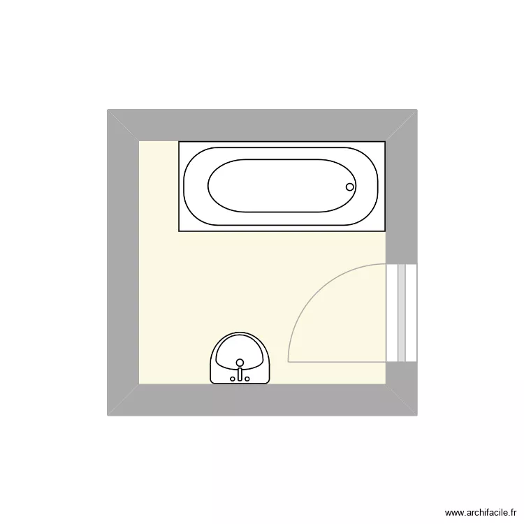 lauseille sdb &eacute;tat initial. Plan de 1  et 4 m²