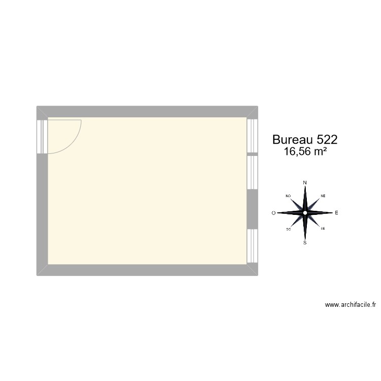 Bureau R 522. Plan de 1 pièce et 17 m2