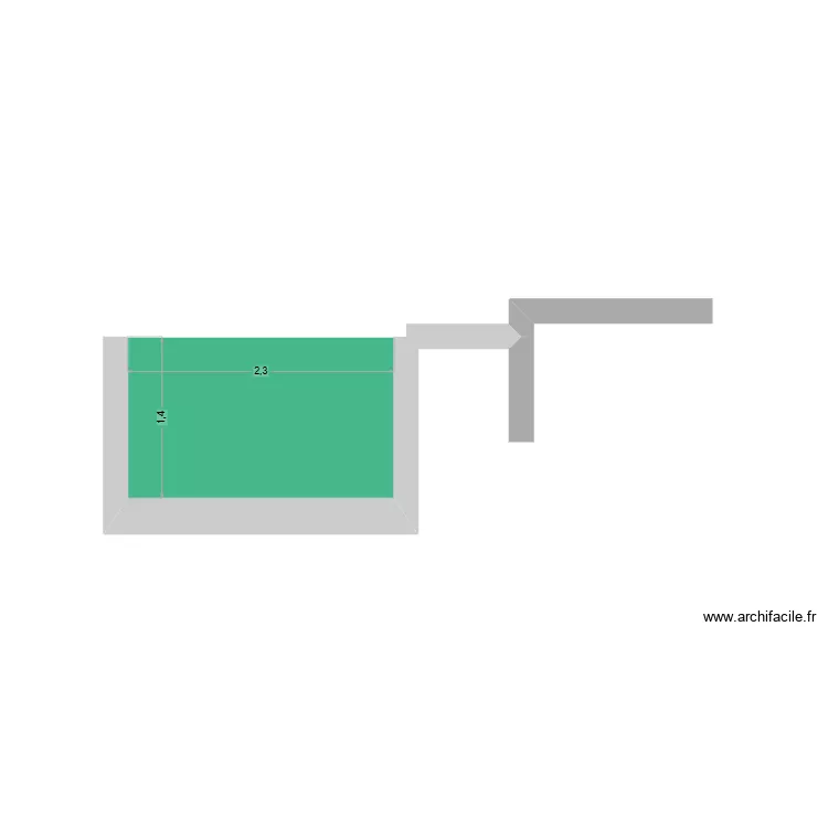 Piscine et Ma&ccedil;onnerie coupe. Plan de 1 Pièce et 3 m²