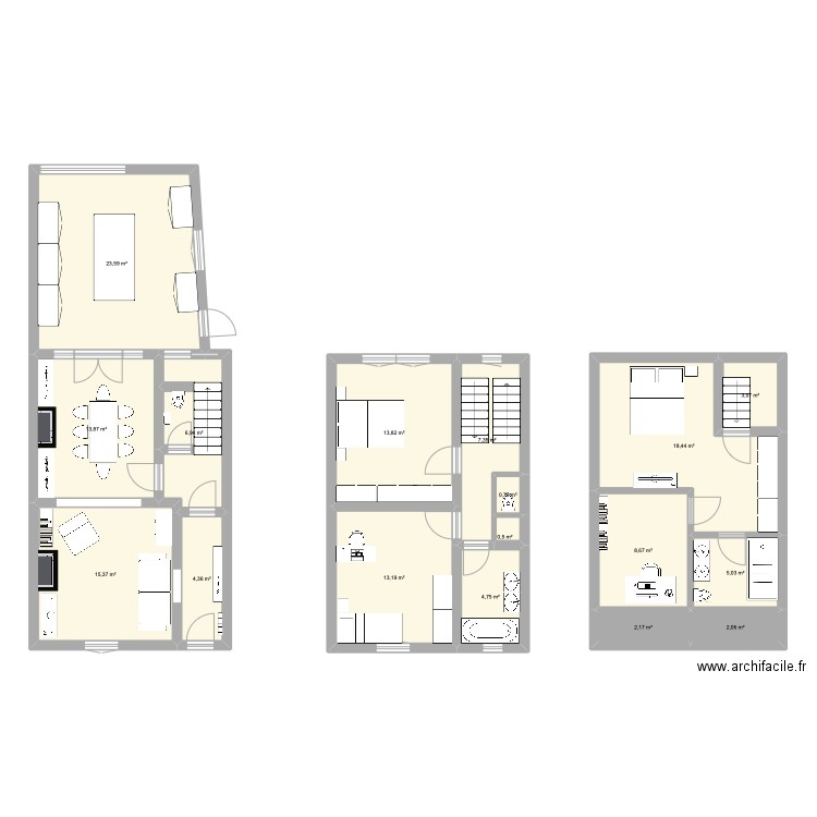 Gare v4 Papa. Plan de 17 pièces et 144 m2