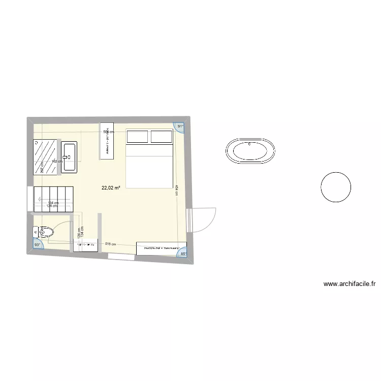 CHAMBRE 1 SDB. Plan de 