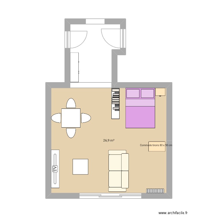 Appart Christine. Plan de 1 pièce et 27 m2